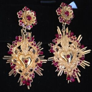 Dolce & Gabbana Gold and Red Ornate Earrings